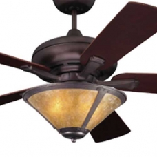 Mission Fan with Almond Coppersmith Light.   